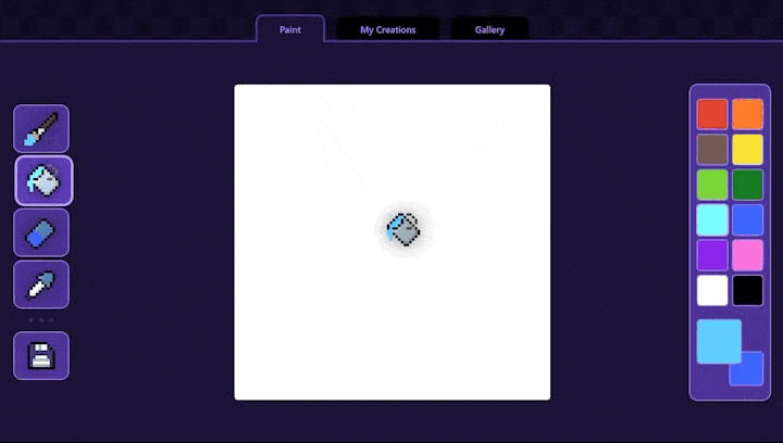 An animated gif showing my personal project Pixi Paint being used to create pixel art.