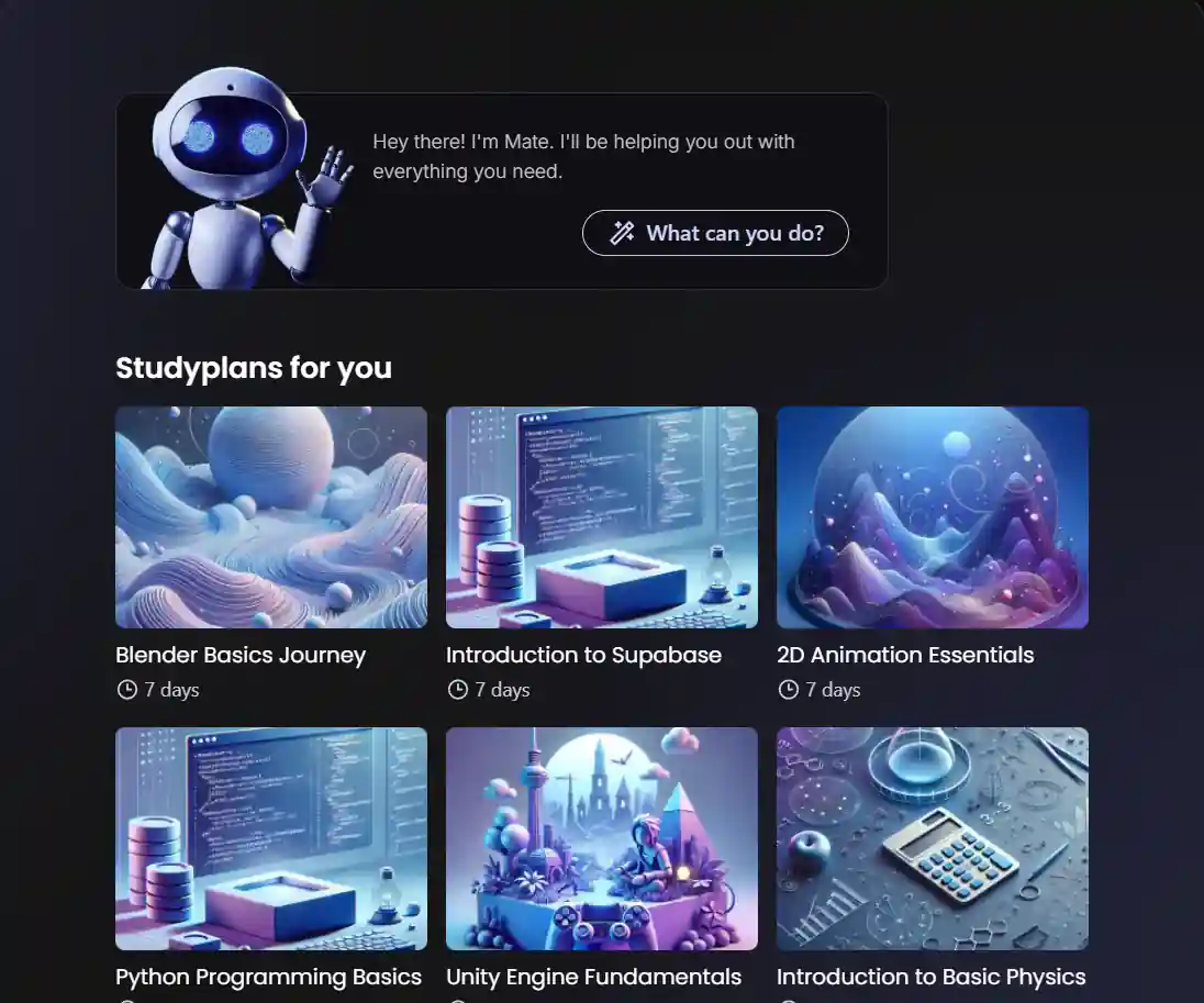 Screenshot of the project Studymate.
